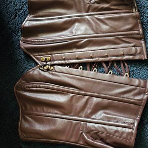 Brown faux leather corset